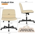 thumbnail image 3 of FDW Chaise Croisée, Roues Assise en Tailleur Bureau Moderne Pivotante Hauteur Réglable Siège Grand Tâche Informatique Confortable Tissu Sans Accoudoirs, Beige, 3 of 7