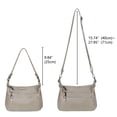 thumbnail image 6 of UTO Shoulder Bag for Women Genuine Leather Handbag Fashion Tote Purse Satchel Large Capacity with Multi Zip Pockets(Beige), 6 of 8