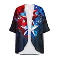 thumbnail image 4 of UVEASISHA American Flag Cardigan Women 4th of July Plus Size Cardigans 3/4 Sleeve Casual Open Front Kimono Jacket Summer Flowy Beach Coverups Multicolor 5XL, 4 of 5
