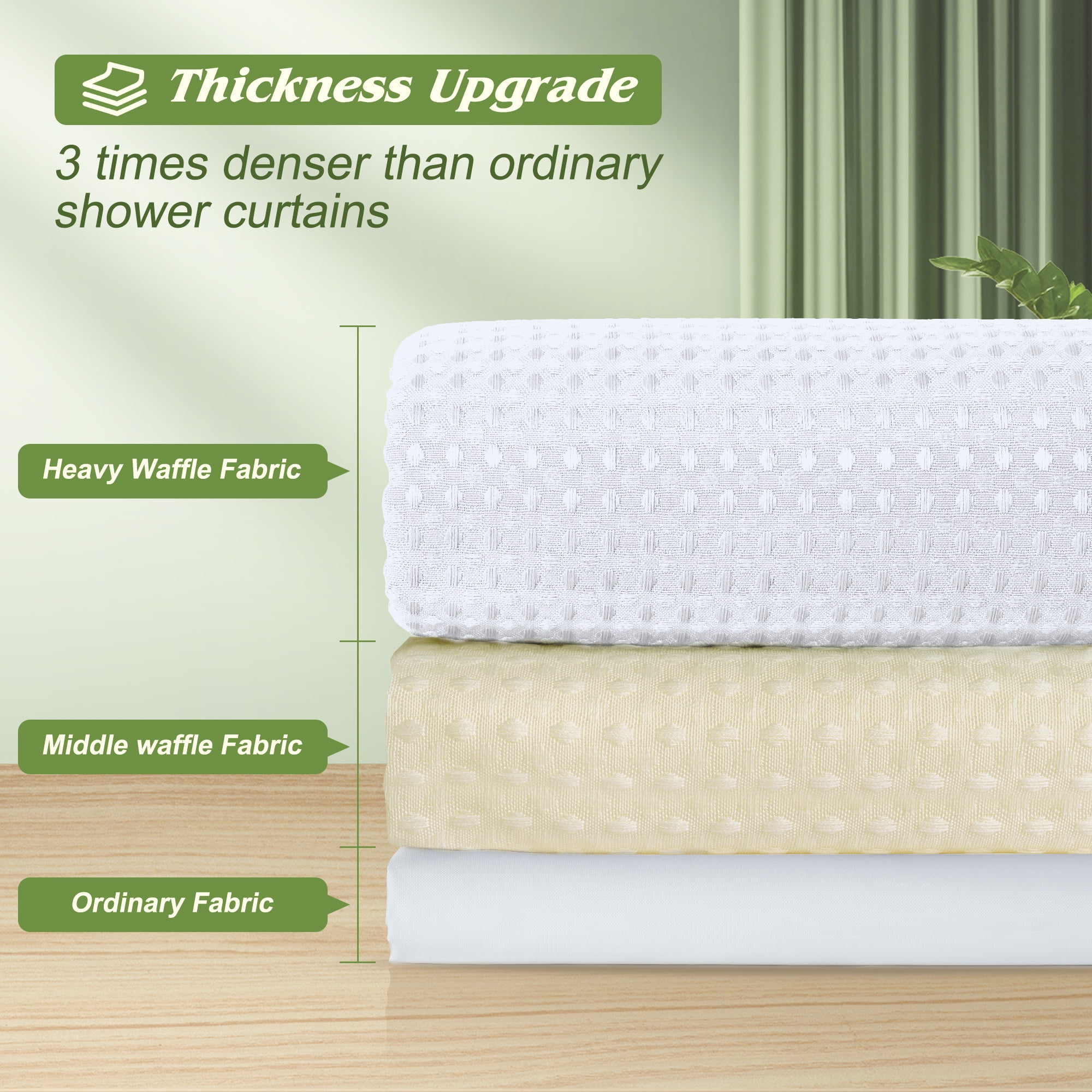Inosoo White Waffle Shower Curtain, 72"x 84" Extra Long Heavy Duty Waffle Weave Fabric Shower Curtains for Bathroom, Tall Hotel Luxury Cloth Bath Curtain