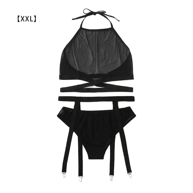 Conjunto de lencería sexy para mujer Conjunto de sujetador de malla con diseño de malla Conjunto de sujetador transparente para niña, XXL Sweethay XX000162-05