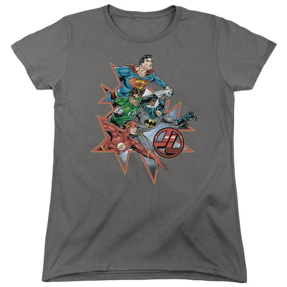 JLA Justice League Starburst S/S Women's T-Shirt Charcoal