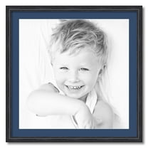 ArtToFrames 28x28 Matted Picture Frame with 24x24 Single Mat Photo Opening Framed in 1.25 Black Stain on Solid Red Oak and 2 Delft Blue Mat (FWM-4083-28x28)