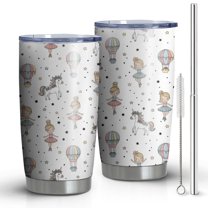 20oz Tumblers White Ballerina Unicorn Pattern Stainless Steel Vacuum Insulated Double Wall Travel Tumbler Cups Mug with Lid and Straw,Cleaning Brush for Cold & Hot Drinks