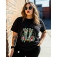 thumbnail image 3 of T Shirts for Women Short Sleeve Cotton Crewneck T-Shirt, Merry Christmas Western Boots Leaves Tee Tops Casual Basic T-Shirts, XS-5XL Black 3XL, 3 of 7