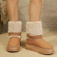 thumbnail image 5 of Viluyesy Womens Winter Snow Boots, Comfortable Soft Thick Sole Keep Warm Furry Collar Mid Calf Suede Boots Khaki US6, 5 of 9