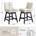 thumbnail image 5 of Newest 30" Swivel Bar Stools Set of 2, Cream White Linen Upholstery with High Back & Solid Wood Frame for Kitchen Island & Home Bar, 5 of 7