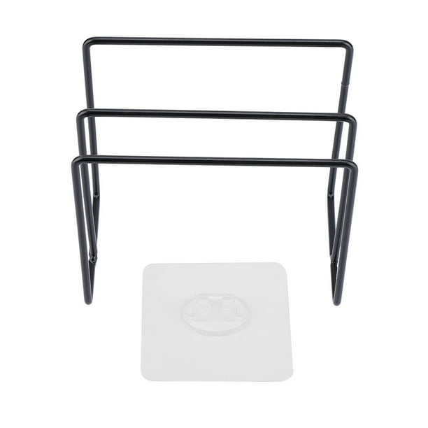 Soporte para tabla de cortar con tapa autoadhesiva de pared, organizador de cocina (negro)