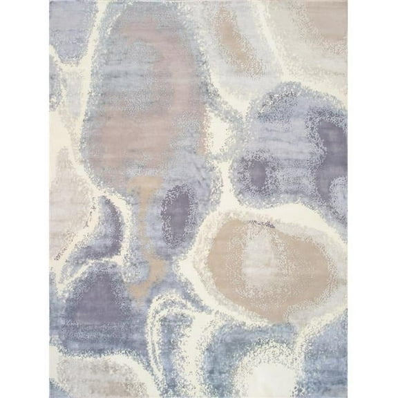 Pasargad Home Modern 9' x 12' Hand-Knotted Silk and Wool Ivory/Blue Rug - All Ages, Indoors