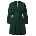thumbnail image 5 of TJAZFJPA Robes Courtes pour Femmes Femmes Aguichant à Manches Longues à Col en V Robe à Taille Décontractée Ample Fluide Robe Mini Robes Femmes Hiver Longues Robes de Soirée pour Femmes, 5 of 5