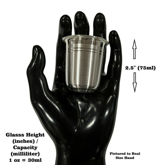 999 Pure Silver Hallmarked Glass - Style#04 Glass Height & Weight: Glass 2.5 inch - 30 grams