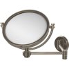 8 Inch Wall Mounted Extending Make-Up Mirror with Smooth Accents - Antique Pewter / 4X