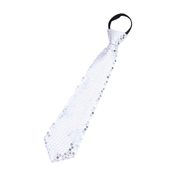 Shining Sequins Skinny Tie Adjustable Zipper Sparkly Glitter Pre-Tied Necktie for Weddings Parties Costume Halloween