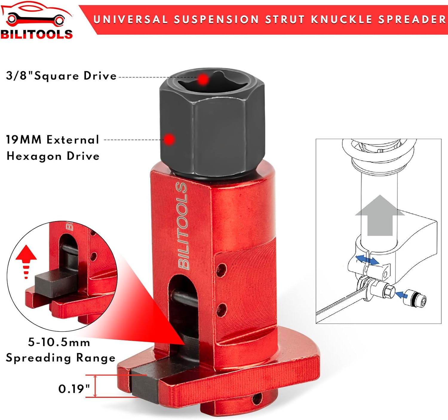Gearzaar Universal Strut Knuckle Spreader Tool - For Splitting Hub From Steering Knuckle - Audi, Ford, Chevy 1 thumbnail image