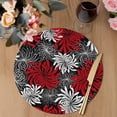 thumbnail image 3 of Red Black Flowers Round 13 Inch Placemats Set of 8, Abstract Botanical Floral Textured Plant HeatResistant Non Slip Place Mats for Dining Table, Wipeable Braided Kitchen Table Mats for Housewarming, 3 of 9