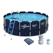TINSUN 15ft Metal Frame Pool, Above Ground Pool for Family and Friends, with Filter Pump and Cover