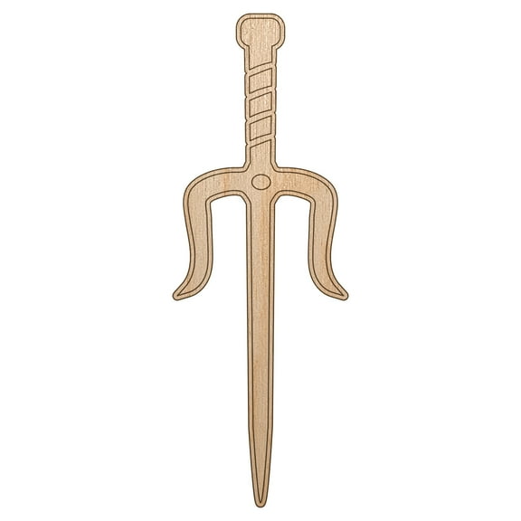 Ninja Weapon Sai Wood Shape Unfinished Piece Cutout Craft DIY Projects - 4.70 Inch Size - 1/8 Inch Thick