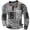 A-Grey622, variant on Bibifish Mens Polo Shirt Patchwork Plaid Graphic Print Henley Neck Tops With Button Placket Vintage Style Blouses