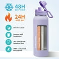 thumbnail image 2 of 40 oz Water Bottle with Straw Spout Lids Cold 48H Hot 24H, Vacuum Insulated Water Jug Carrying Bag with Strap Handle, Bottom Boot, Leak-proof Stainless Steel Thermal Flask, 2 of 9