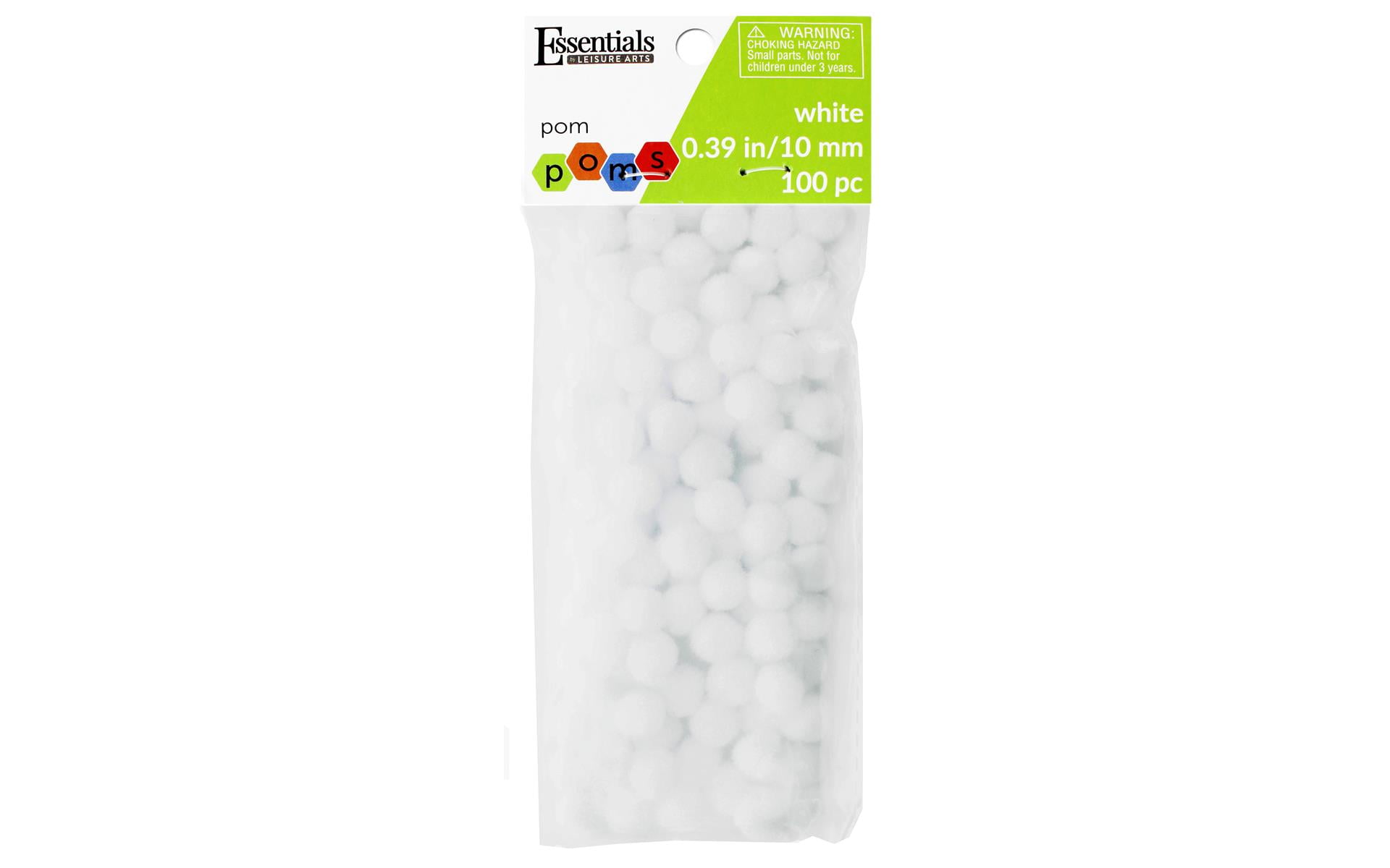 Essentials By Leisure Pom Pom 10mm White 100pc