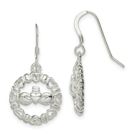 - 925 Sterling Silver Irish Claddagh Celtic Knot Wire Drop Dangle Chandelier Earrings For Women