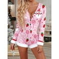 thumbnail image 5 of Rdhnmea Women's Women Christmas Pajamas Romper Sexy V Neck Button Up Long Sleeve Fur Trim Bodycon Shorts Jumpsuit Xmas Pjs Overall, 5 of 9