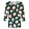 thumbnail image 5 of VKOYWKM Easter Tops for Women Easter Eggs Graphic Tees 3/4 Sleeve Loose Fit Crew Neck Spring Tops Casual Easter Tshirt Shirts, 5 of 6