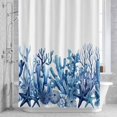 thumbnail image 2 of Summer Ocean Coral Bathroom Shower Curtain, Nautical Sea Watercolor Blue Starfish Shell Waterproof Washable Soft Bath Curtain for Bathtub Decor with 12 Hooks&Grommet, 66x72 Inch, 2 of 9