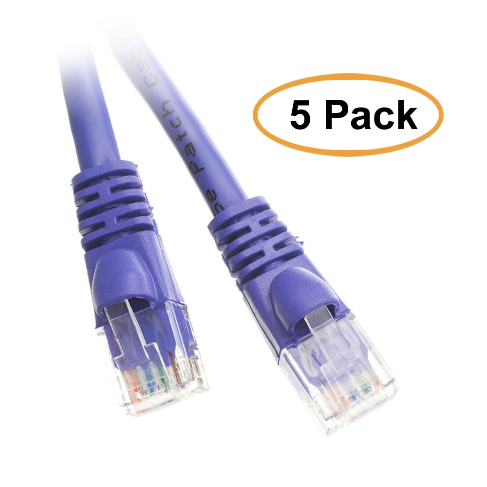 5 Pack ACL 10 Feet RJ45 Snagless//Molded Boot White Cat5e Ethernet Lan Cable