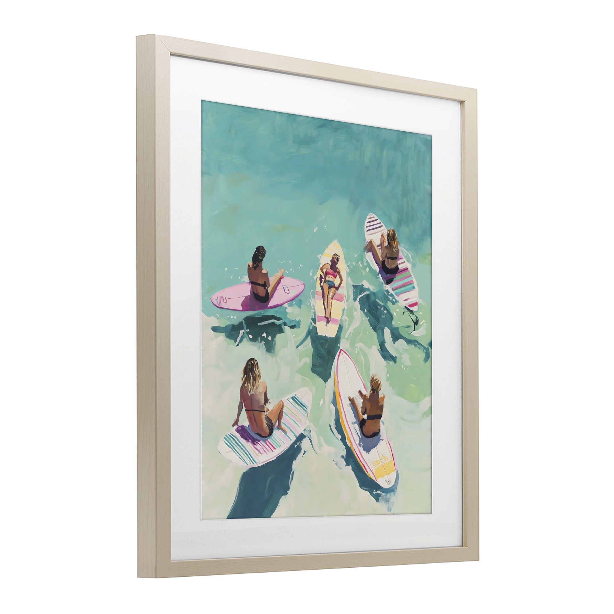 Stupell Industries Women Surfers at Turquoise Beach Birch Framed Print Under Glass, design by The Prints Vibe