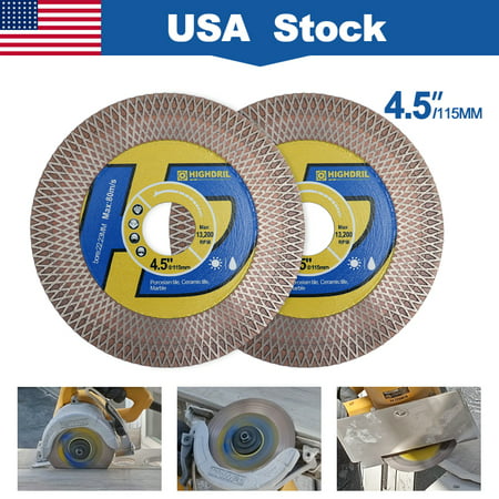 

2pcs Tile Diamond Saw Blade Cutting Disc Wheel 4.5 /115mm for Dry/Wet Cutting & Grinding Porcelain Granite Marble Ceramic Artificial Stone