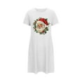 thumbnail image 2 of Sakmal Plus Size Moomoo Nightgowns Women Christmas Cozy White Ultra-Soft Sleep Dress Crew Neck Santa Claus Print Short Sleeve Short Nightgowns S-2XL, 2 of 5