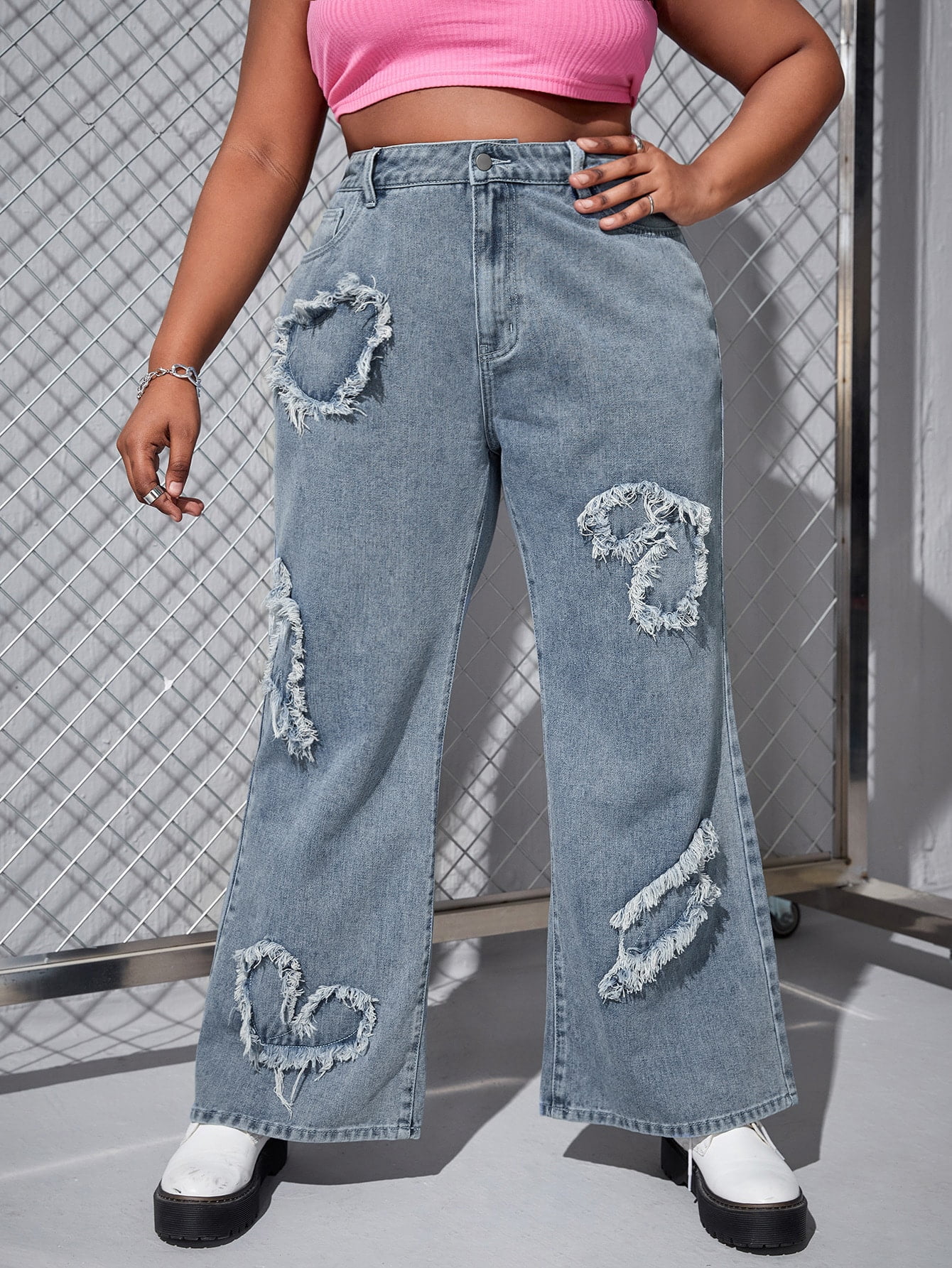 Raw Hem Wide Leg Jeans 2XL(16 