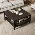 thumbnail image 5 of Dextrus Coffee Table with Storage, Farmhouse Cocktail Center Table for Living Room, Walnut, 5 of 7