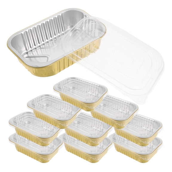 BERTDOMD 10-Pack Aluminum Foil Pans with Lids Disposable Baking Tins for Cooking and Food Storage