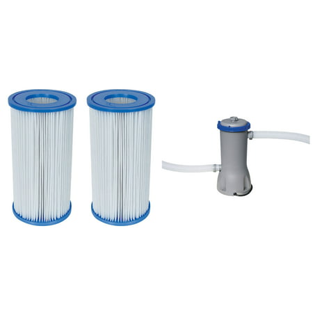 Bestway Pool Filter Pump Cartridge Type-III (2 Pack) + Pool Filter Pump (Best Way To Iron Clothes)