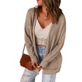 thumbnail image 1 of Cárdigan Suéter Hombro Caído Manga Larga Bolsillo Color Puro Casual Suéter De Punto Chaqueta para Mujer Caqui XXL, 1 of 6