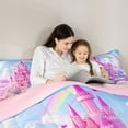 thumbnail image 5 of Homewish Pink Chic Castle 7-Piece Twin Bedding Sets,Colorful Cartoon Rainbow Bedding Comforter Set,Fariy Tale Theme Sheet Sets For Girl,Luxury Bedroom Decor Reversible, 5 of 9