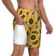 thumbnail image 3 of Picia Bees and Sunflowers pattern Mens Swim Trunks with Compression Liner Stretch Beach Shorts Quick Dry with Zipper Pockets No-Chafing Board Shorts-3X-Large, 3 of 9