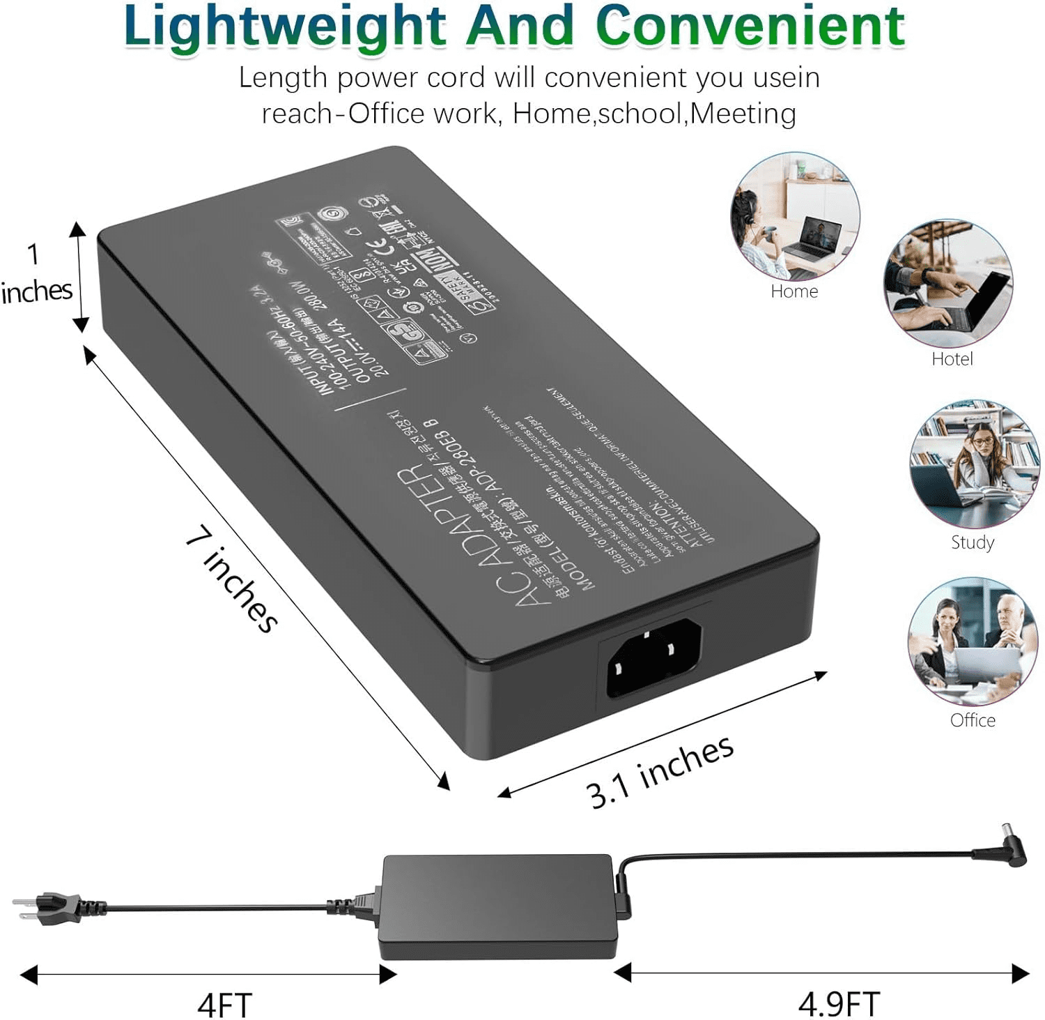 280W AC Charger for Asus 20V 14A ROG Strix G15 G17 Scar 15 17 G532L G533Z G732L G733Z Hero Scar III G731G G531G G703G Gaming Laptop Power Supply Adapter