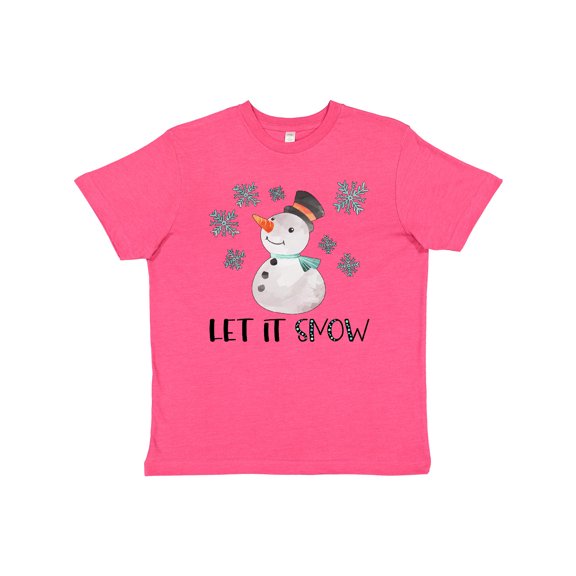 Inktastic Let It Snow Cute Snowman in Hat and Scarf Youth T-Shirt