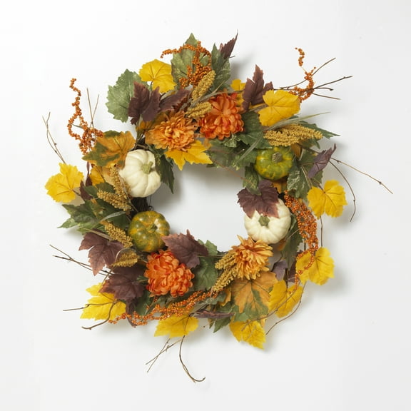 Gerson 26-Inch Diameter Harvest Wreath with Pumpkin and Berry Accents