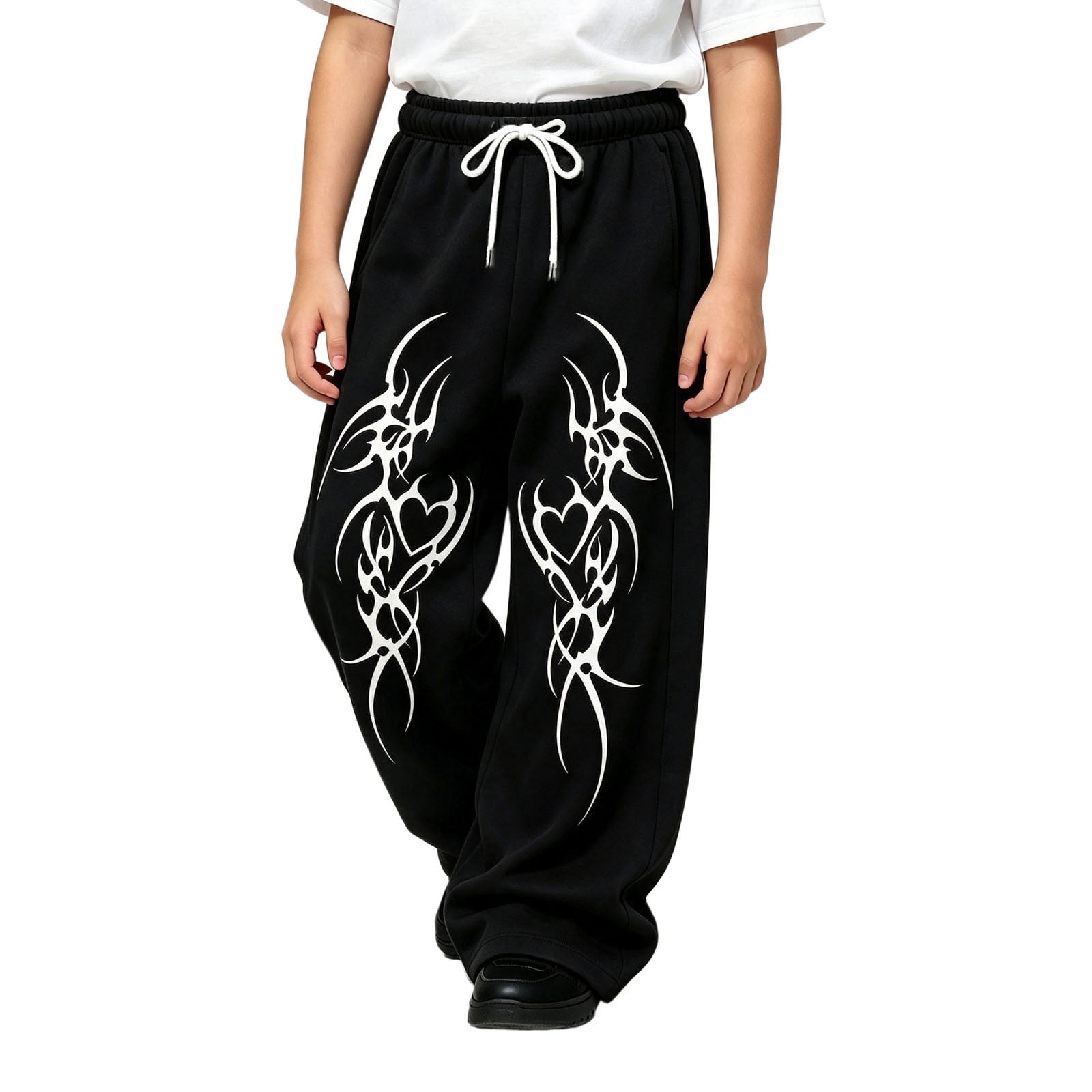 Curuila Toddler Child Boys Sweatpants Elastic Waist Drawstring Graphic Print Wide Leg Pants For Boys Everyday Wear Fashion Joggers Trousers Size 12-13 Years