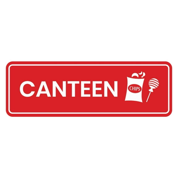 Signs ByLITA Canteen Door or Wall Sign Durable ABS Plastic | Laser Engraved | Easy Installation | Elegant Design Sign (Red) - Large