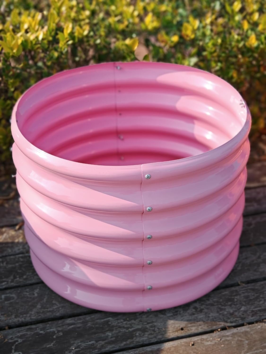 Kids Raised Garden Beds Outdoor (4-Pack)-24x24x18in Round Galvanized Metal Planter Box for Planting Vegetables, Flowers, Fruits, Eco-Safe & Easy Setup, Blush Pink