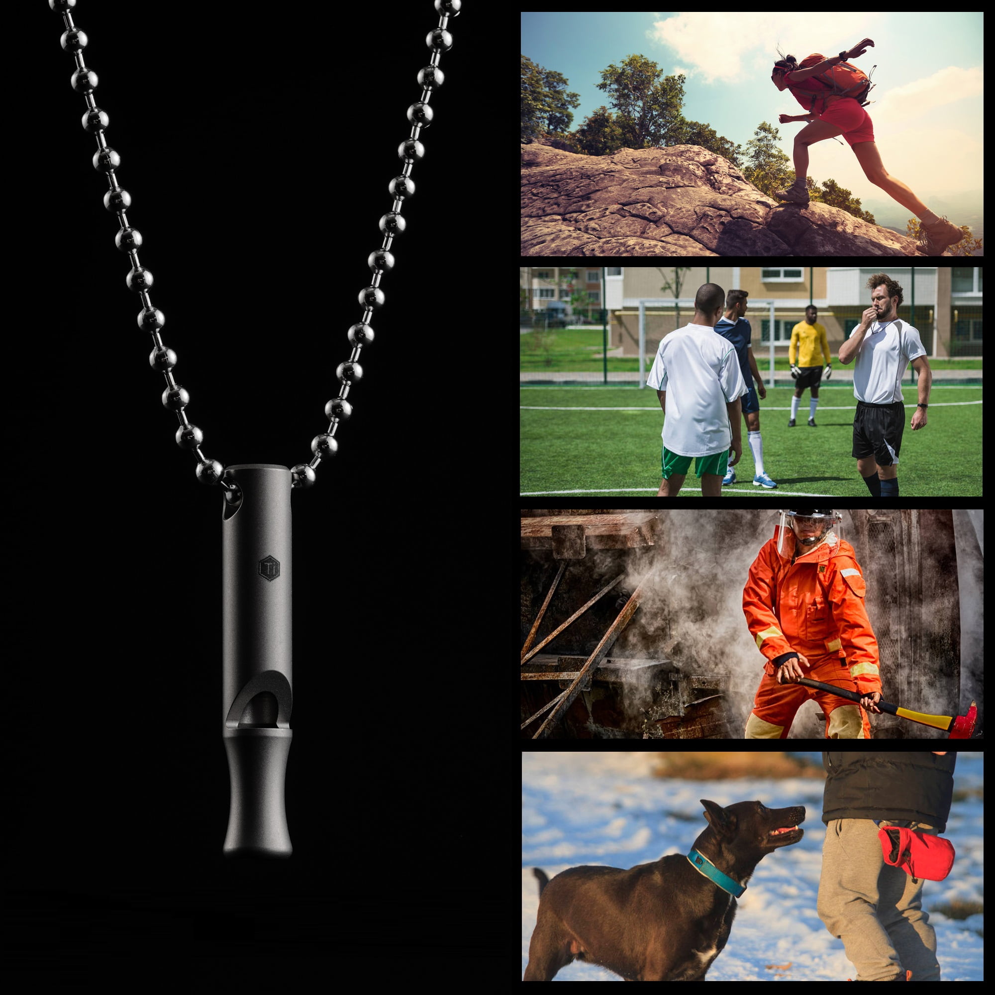 Key Unity Titanium Whistle, EDC Necklace Signal Whistle for Outdoor Safety, Camping, Hiking, Training