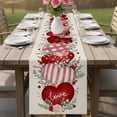 thumbnail image 4 of Love Heart Valentines Table Runner - 60 Inch Long Rustic Eucalyptus Botanical Red Pink Cotton and Linen Blended Dress Scarves Farmhouse Table Runner for Kitchen Dining, Coffee Table, 13" x 60", 4 of 8