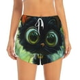thumbnail image 2 of Sigee Cute Big-Eyed Black Cat for Women's Athletic Shorts High Waisted Running Shorts Pocket Sporty Short Gym Elastic Workout Shorts-Medium, 2 of 7