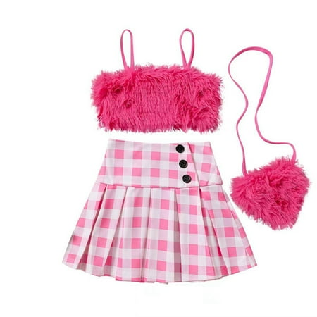

Xiulive Toddler Girls Summer Sleeveless Prints Tops And Skirts Bag 3Pcs Outfits Clothes Set For Children Clothes Casual Soft Matching sets