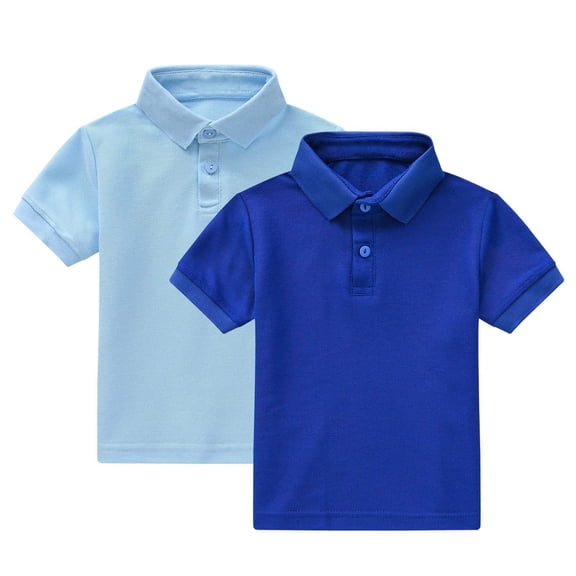 Odeerbi 2 Pack Toddler Kids Boys Girls Short Sleeve Shirts Solid Color Casual Button Down School Uniform Tops for 1-13 Years